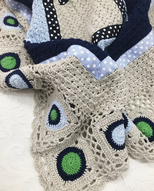 Sky Blue Hand Crocheted Blanket