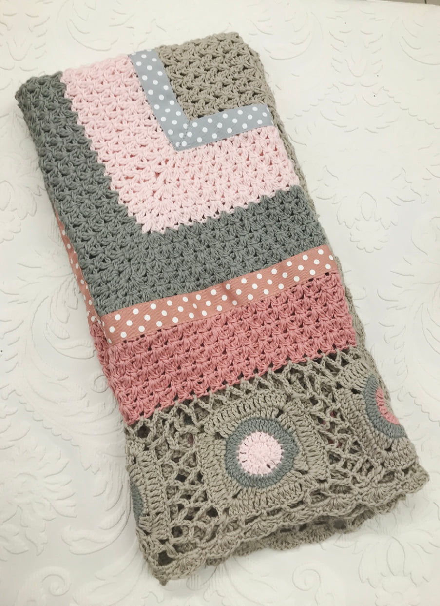 Dusty Pink Hand Crocheted Blanket